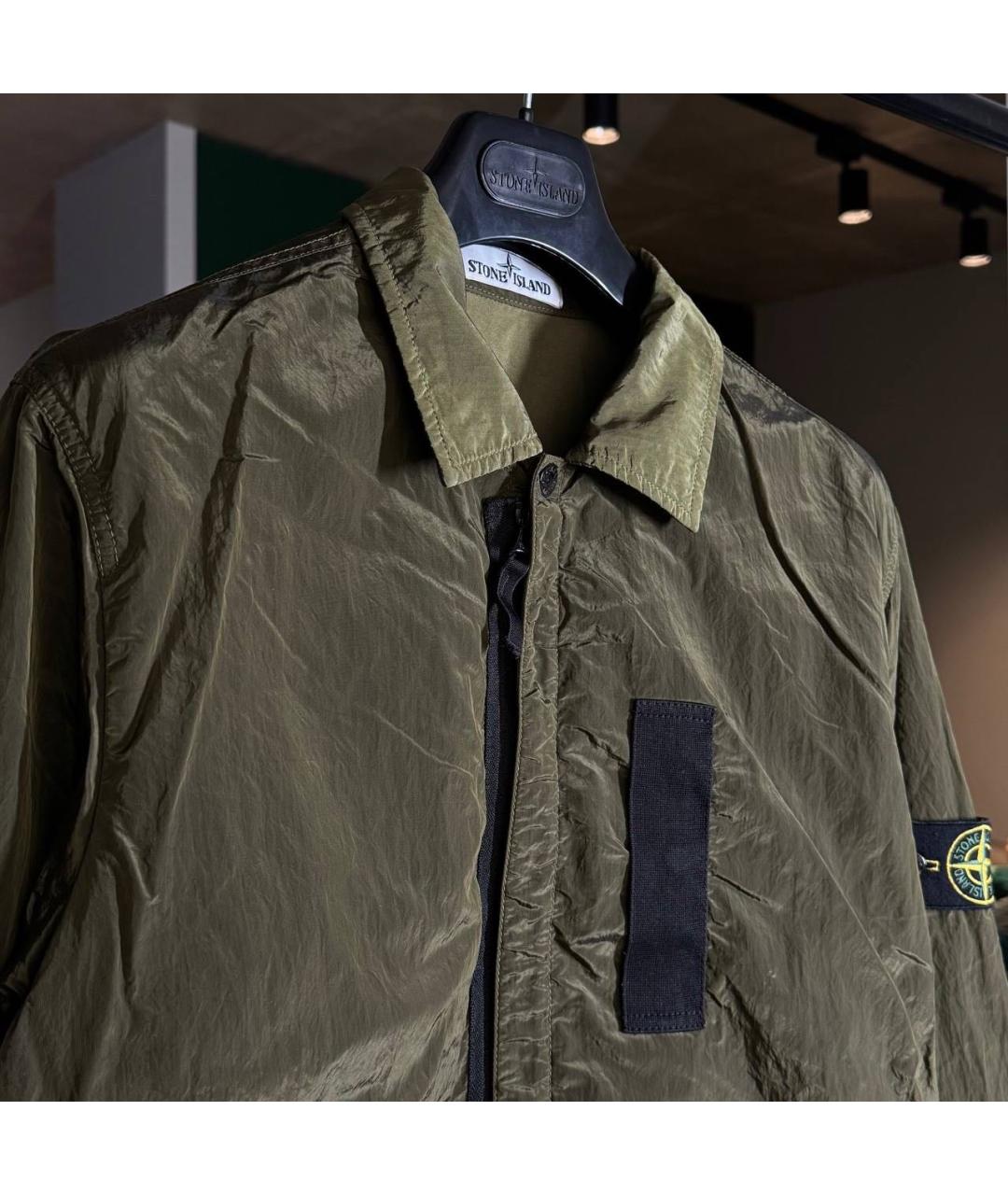 STONE ISLAND Хаки хлопковая куртка, фото 3