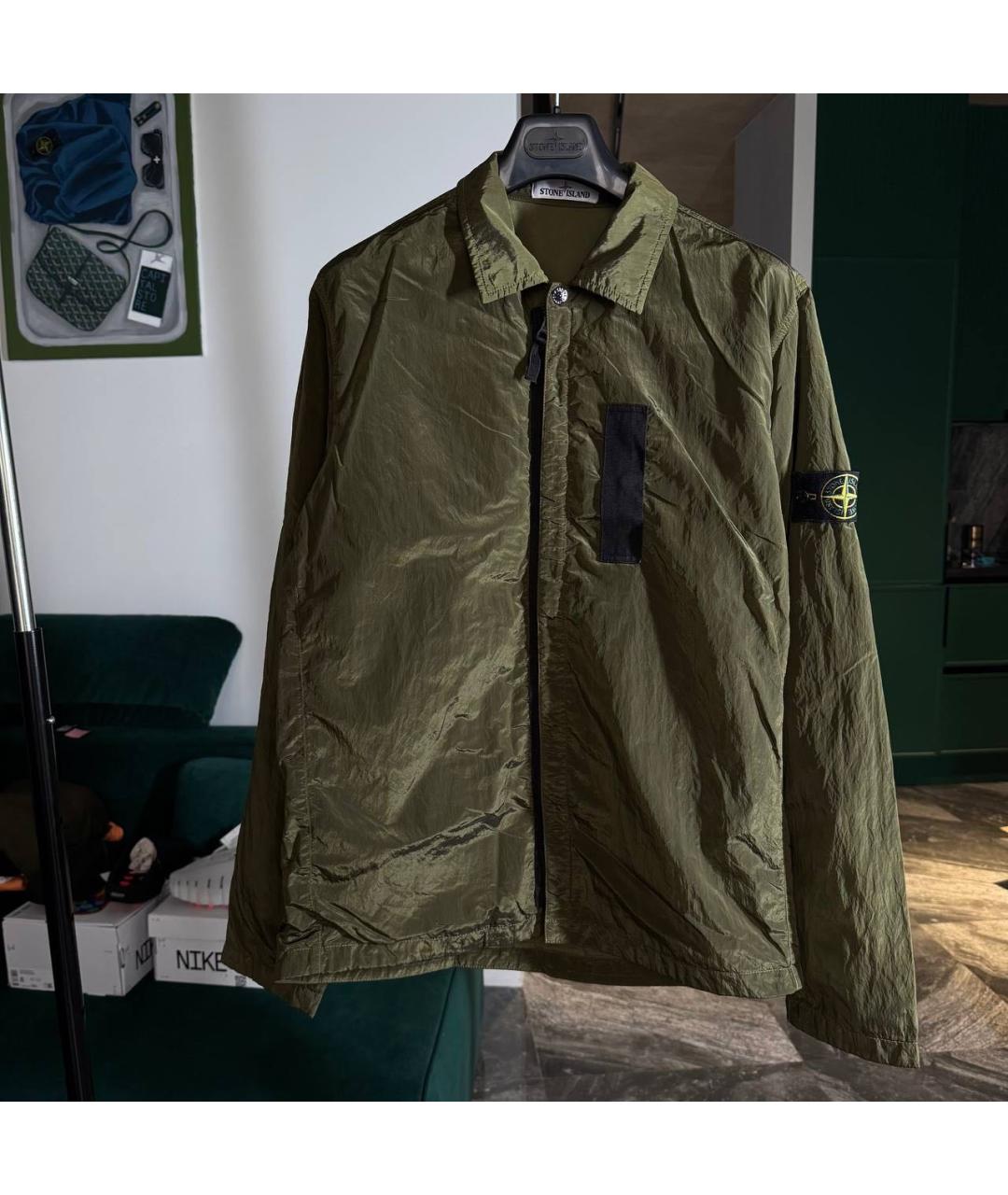 STONE ISLAND Хаки хлопковая куртка, фото 2