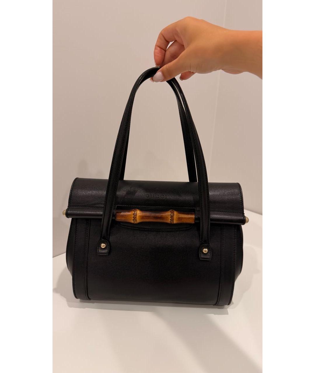 GUCCI Черная кожаная сумка с короткими ручками, фото 9