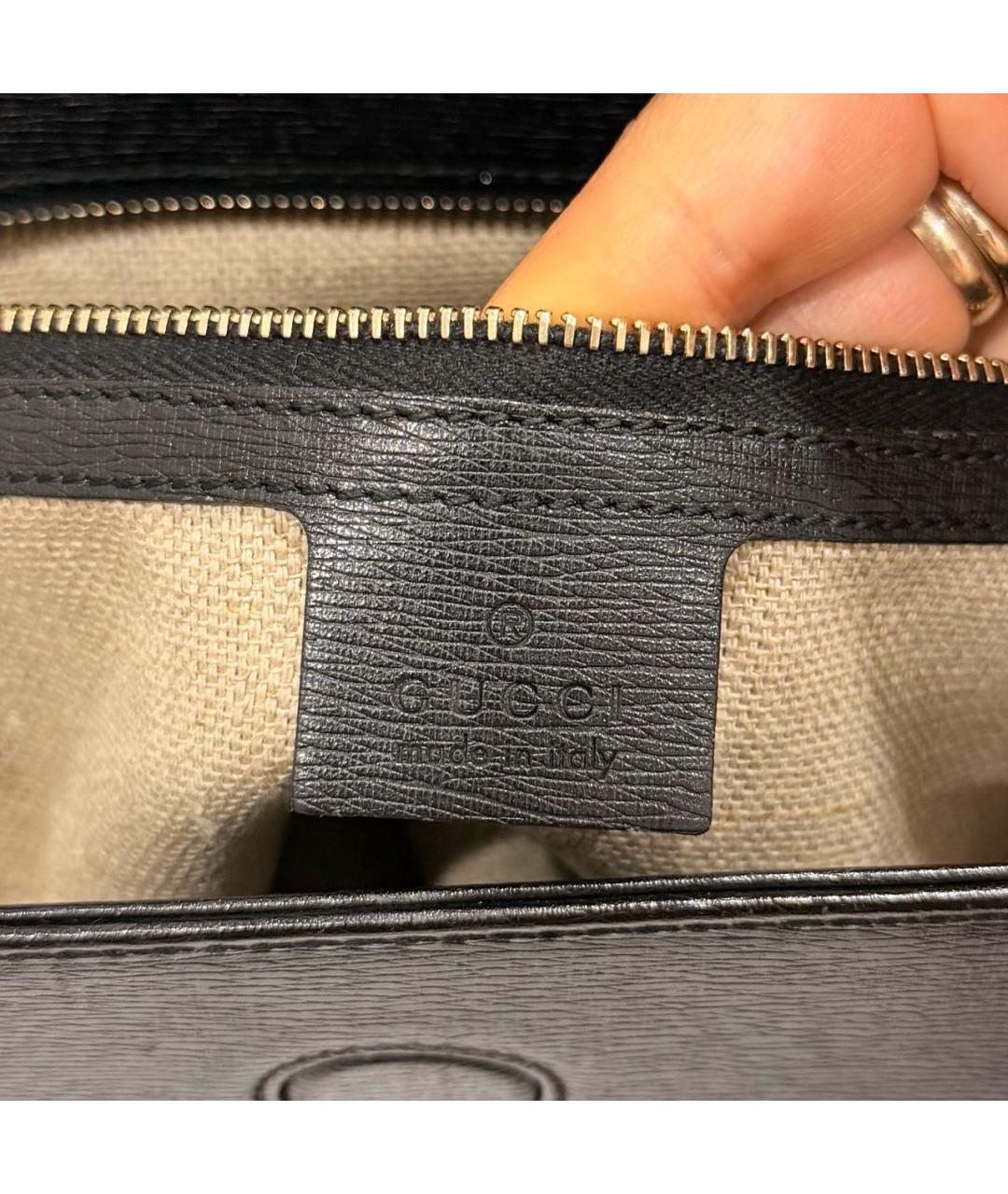 GUCCI Черная кожаная сумка с короткими ручками, фото 6
