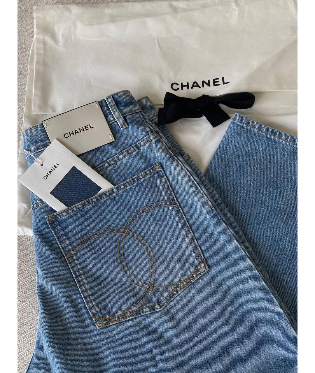 CHANEL Голубые хлопковые джинсы клеш, фото 3