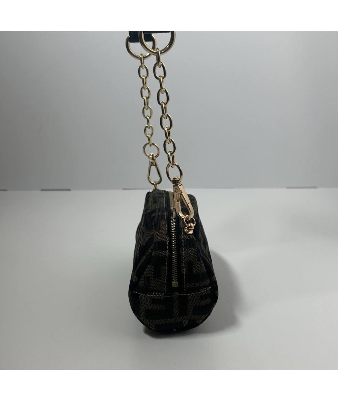 FENDI Коричневая тканевая сумка через плечо, фото 5