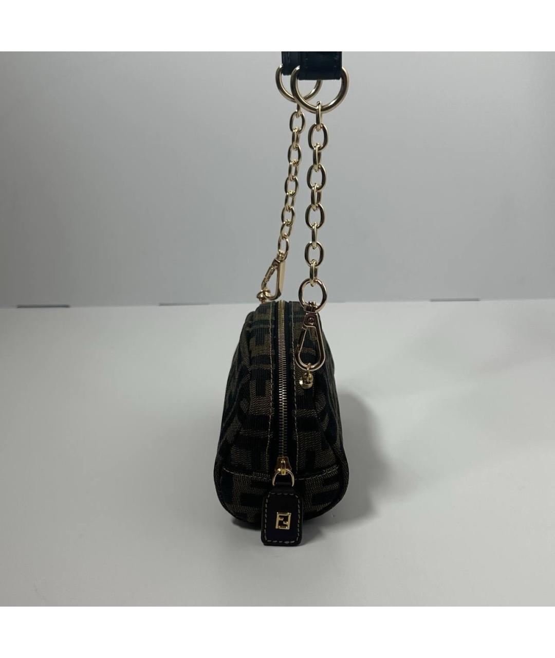 FENDI Коричневая тканевая сумка через плечо, фото 4