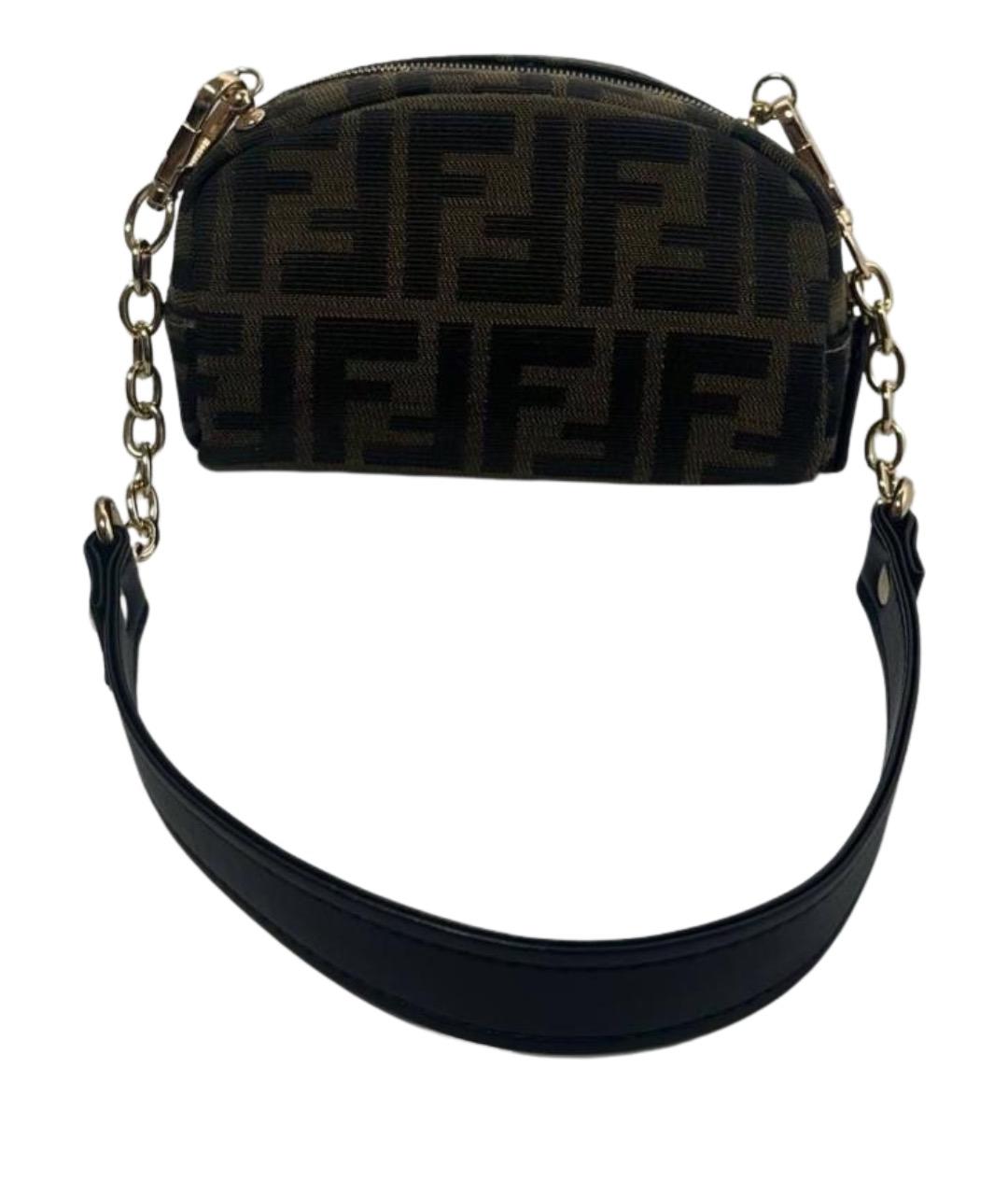 FENDI Коричневая тканевая сумка через плечо, фото 1