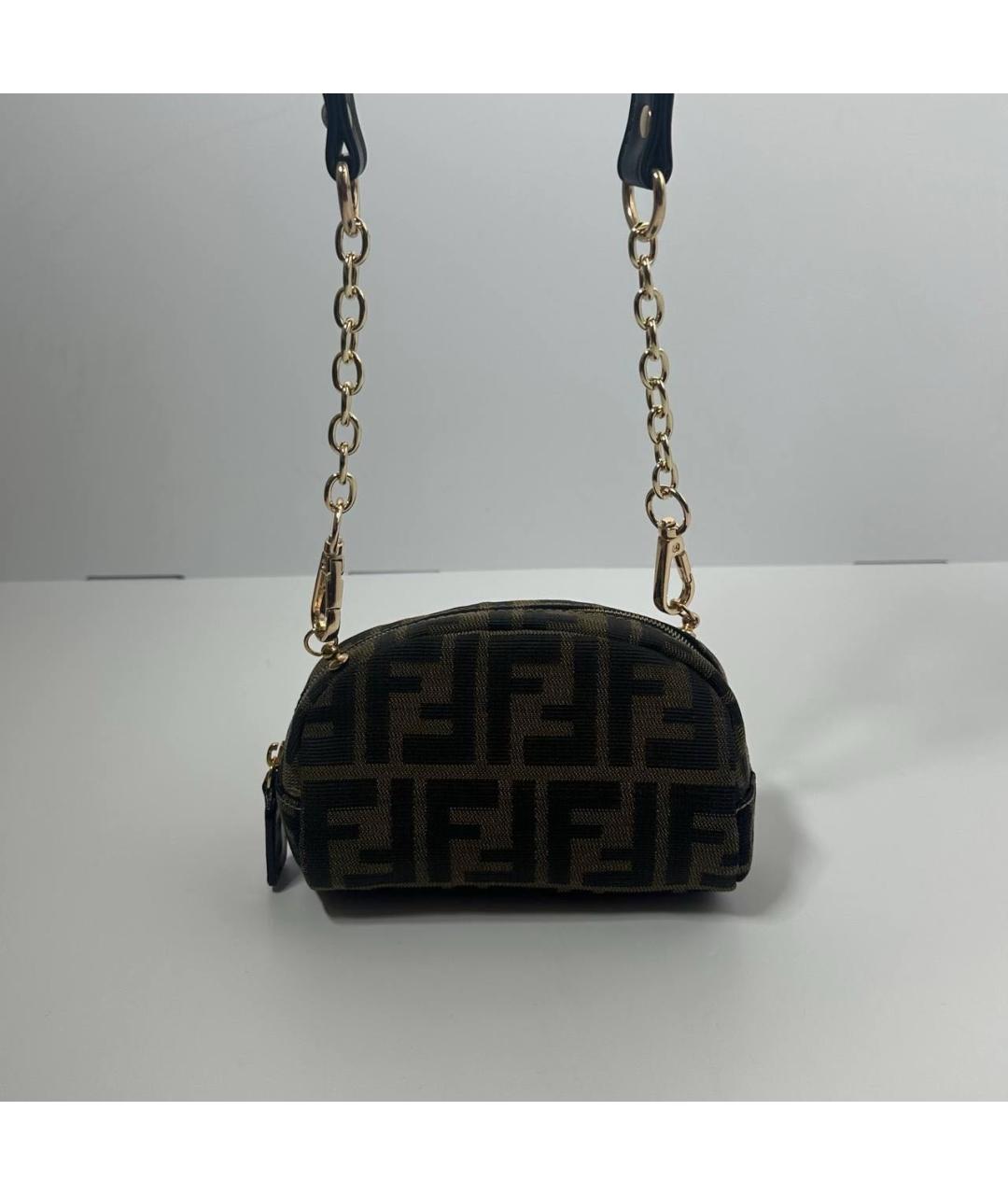 FENDI Коричневая тканевая сумка через плечо, фото 3