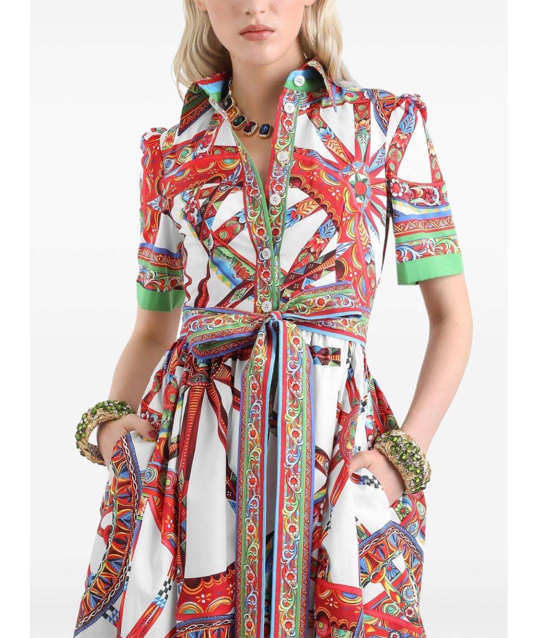 DOLCE&GABBANA Мульти хлопковое платье, фото 5