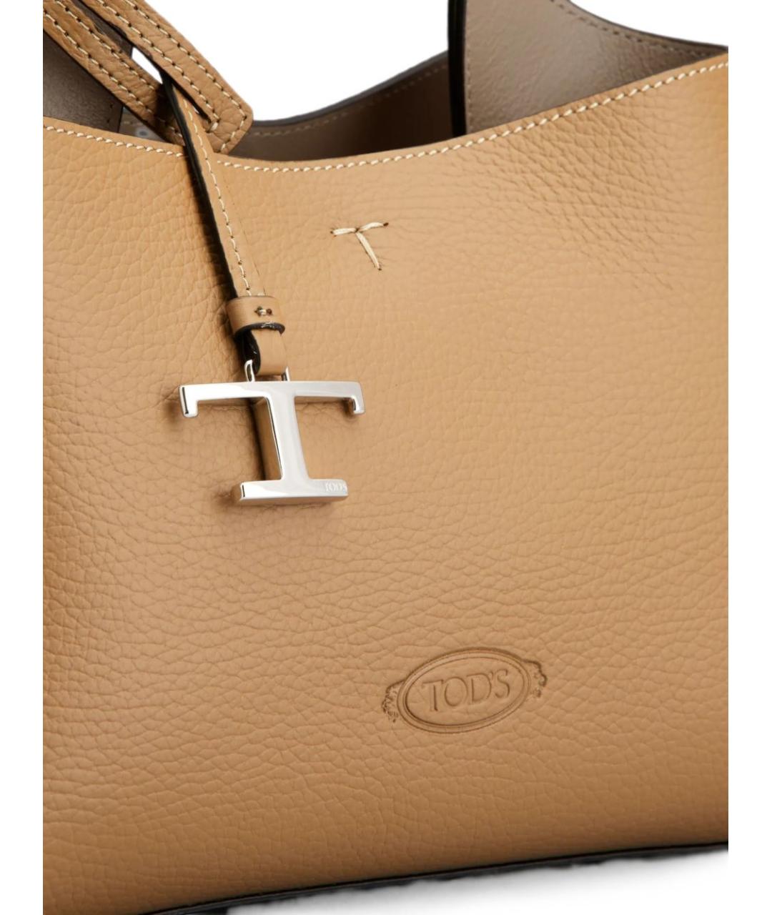 TOD'S Бежевая кожаная сумка тоут, фото 4
