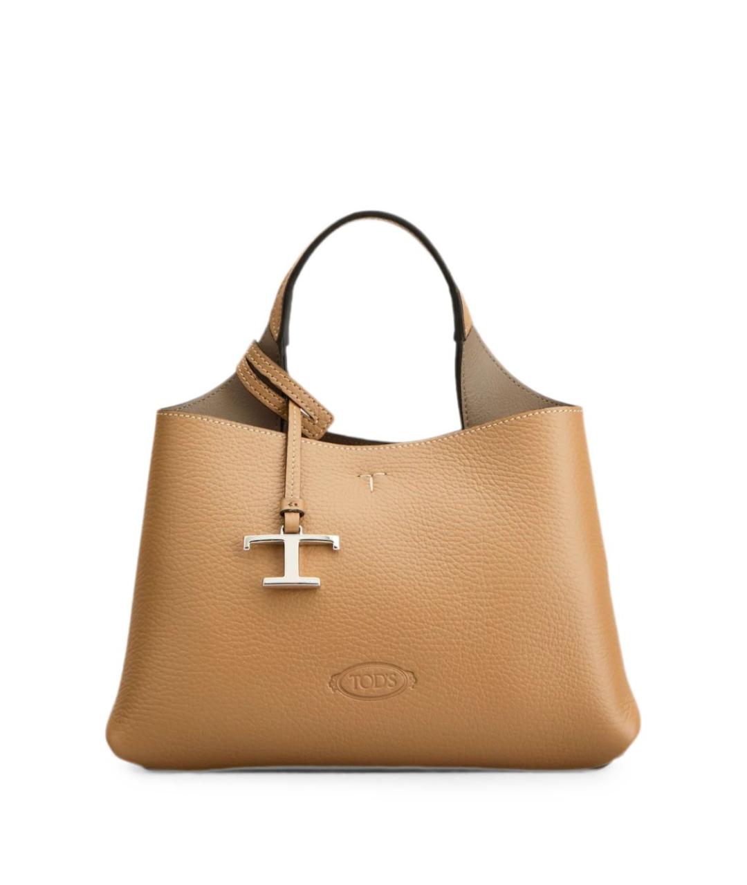 TOD'S Бежевая кожаная сумка тоут, фото 1