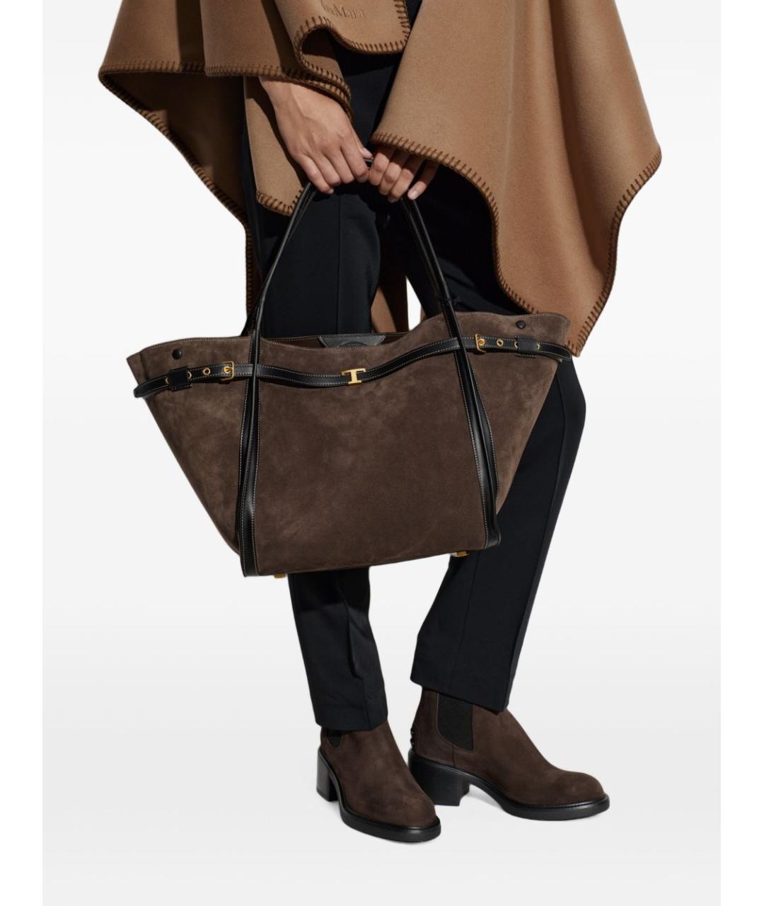 TOD'S Коричневая замшевая сумка тоут, фото 6