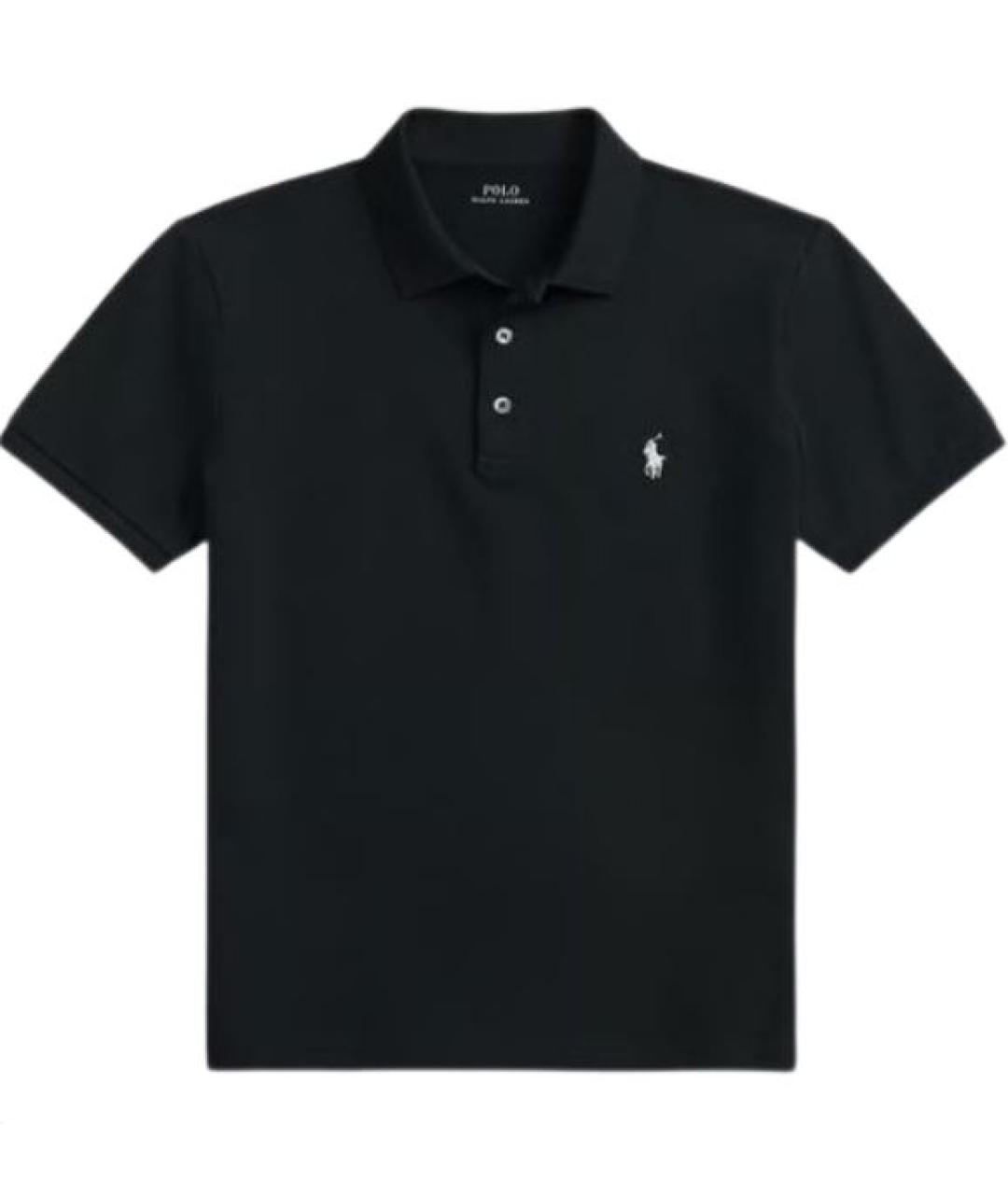 RALPH LAUREN Черное хлопковое поло с коротким рукавом, фото 1