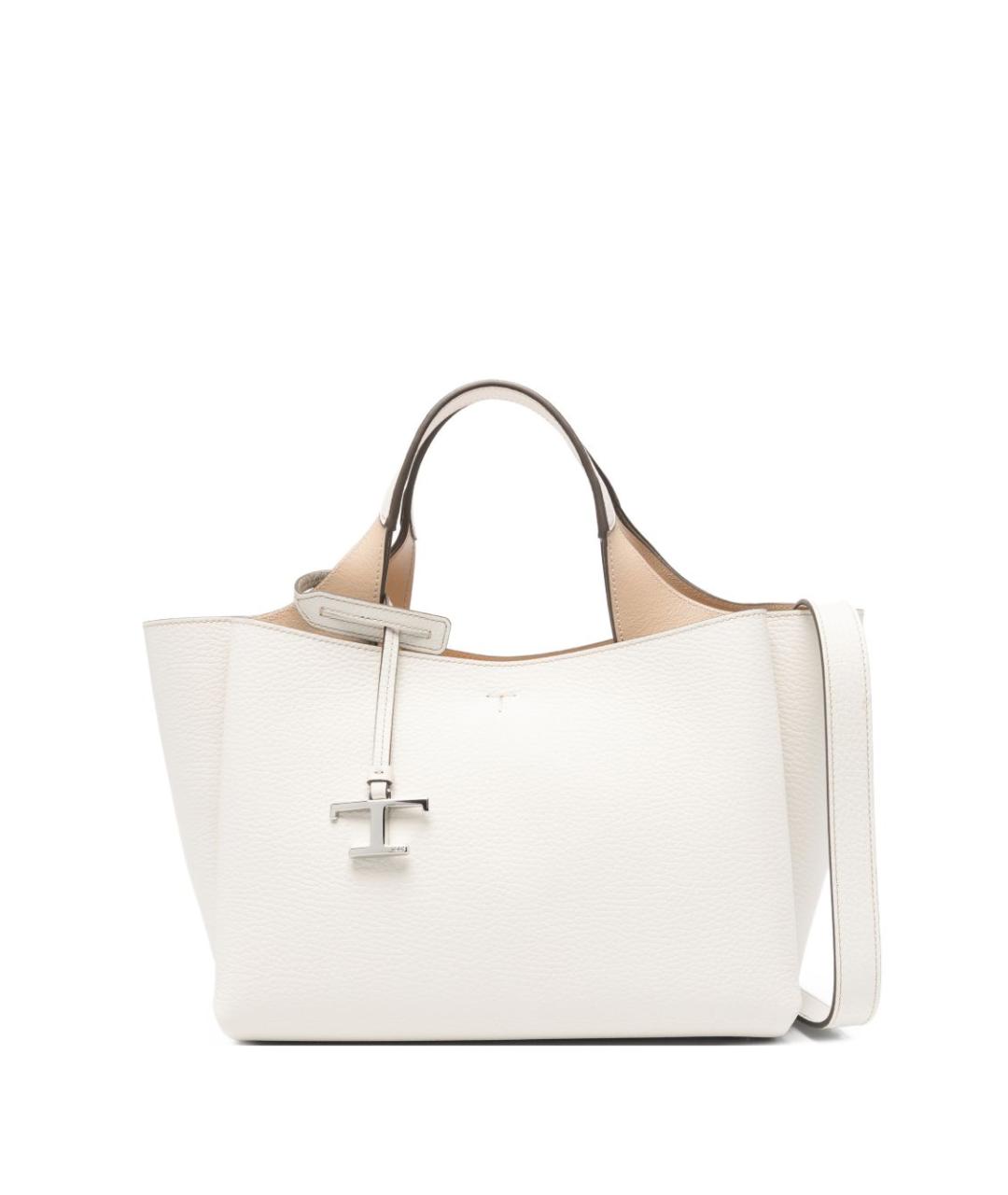 TOD'S Белая кожаная сумка тоут, фото 1