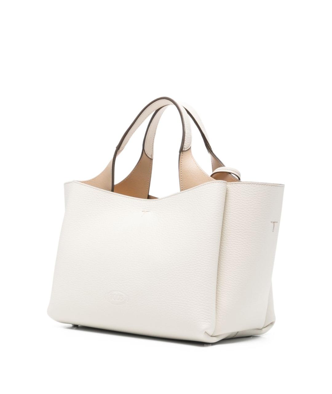 TOD'S Белая кожаная сумка тоут, фото 5