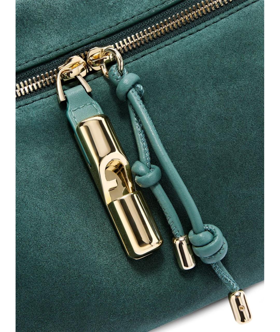 FURLA Бирюзовая кожаная сумка через плечо, фото 4