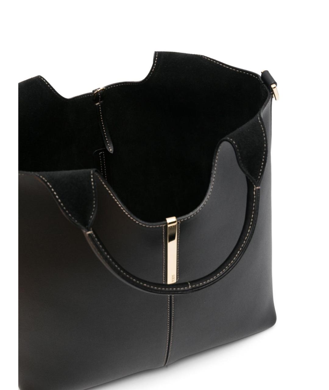 TOD'S Черная кожаная сумка тоут, фото 4