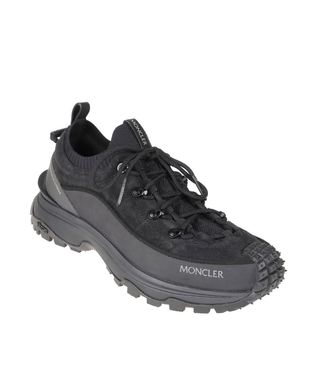 MONCLER Черные текстильные низкие кроссовки / кеды, фото 2