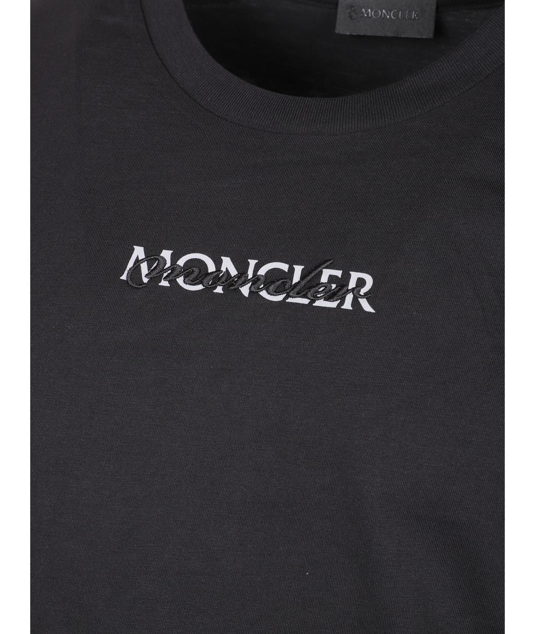MONCLER Черная хлопковая футболка, фото 2