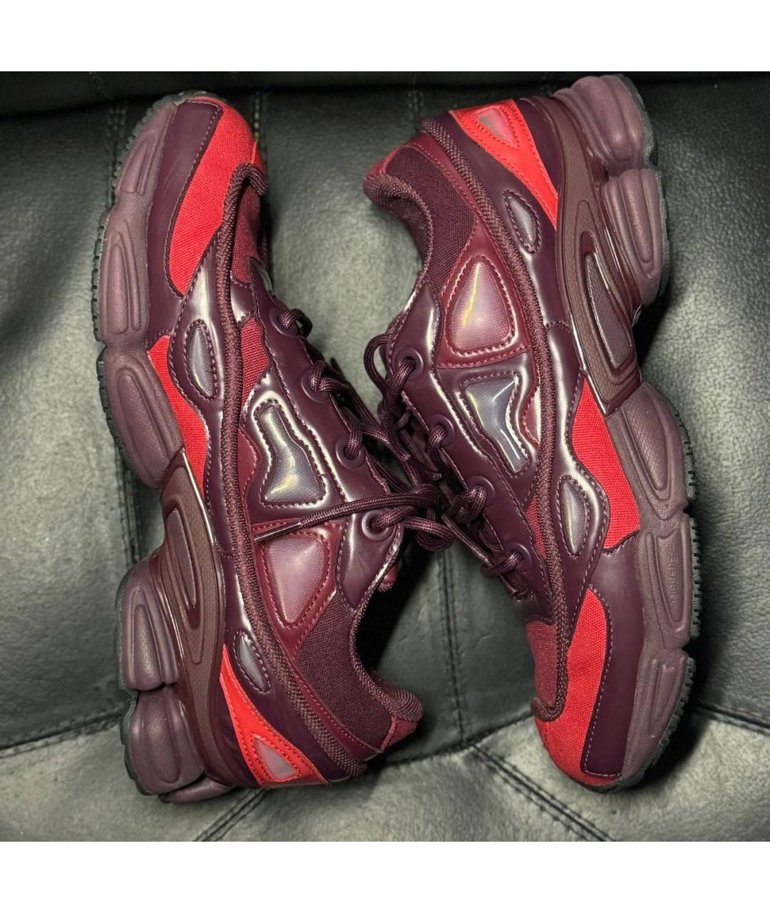 ADIDAS X RAF SIMONS Бордовые текстильные низкие кроссовки / кеды, фото 4
