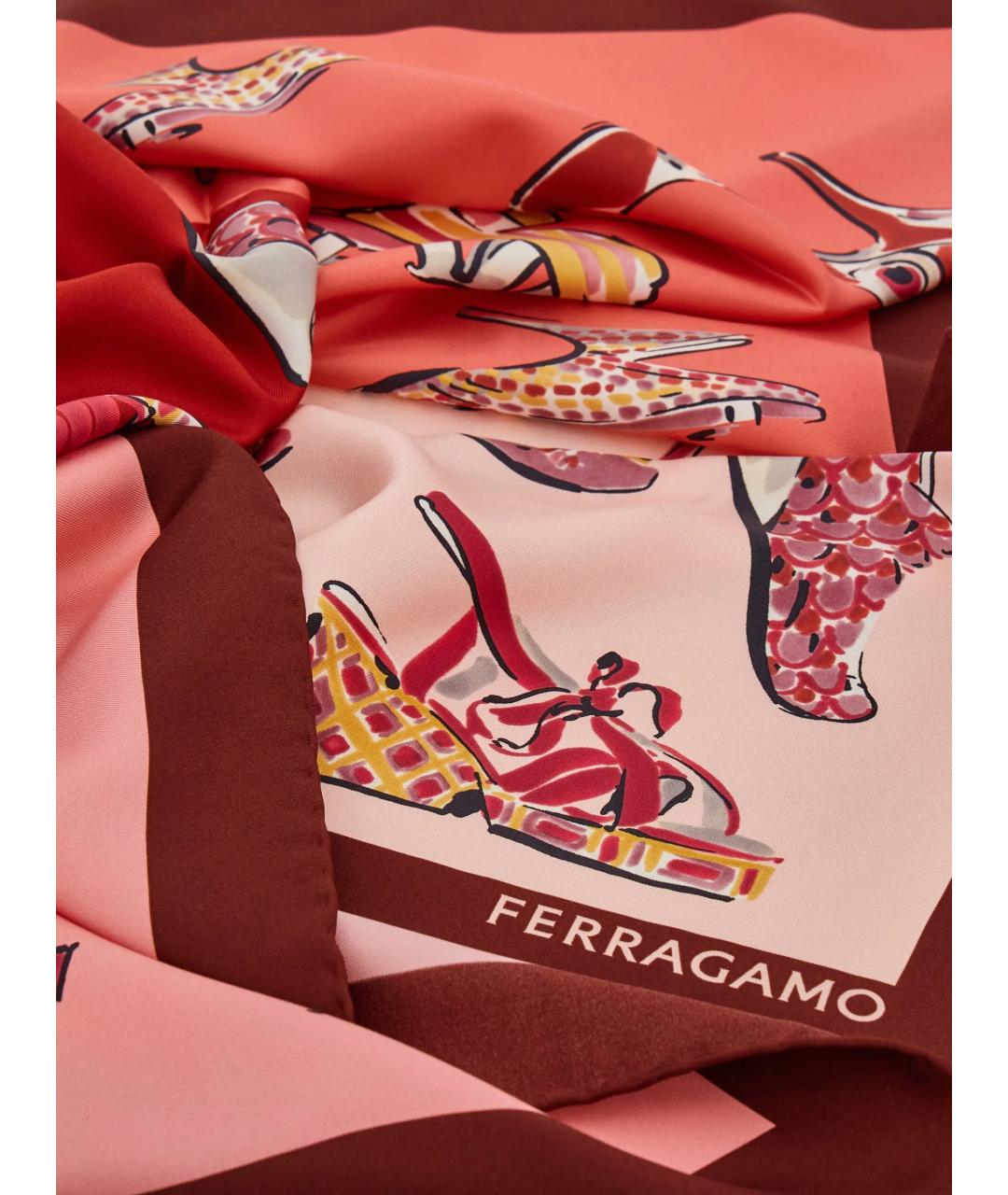 FERRAGAMO Розовый шелковый шарф, фото 3
