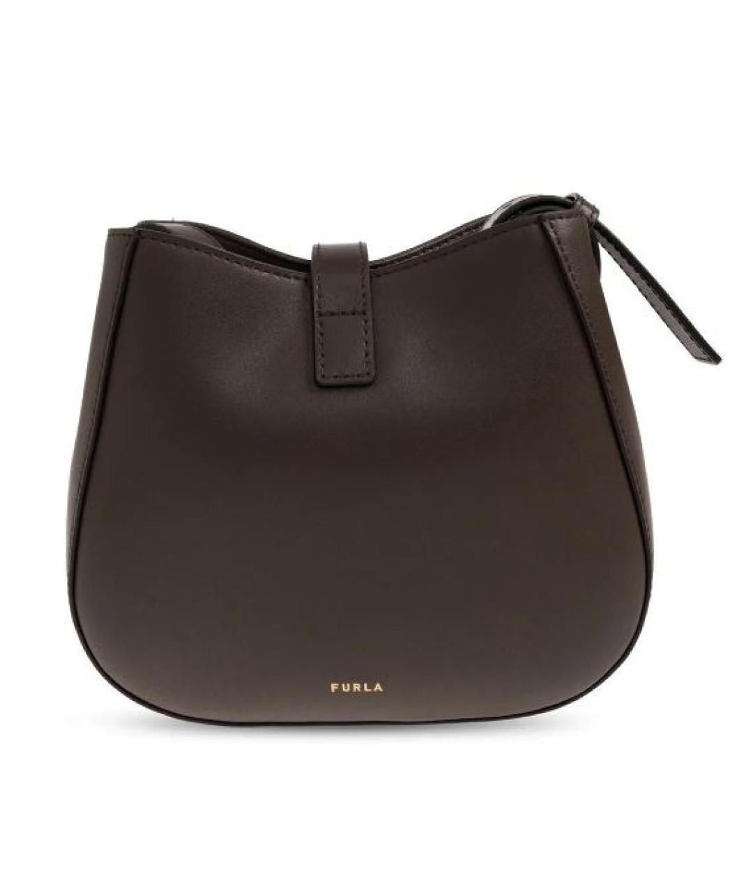 FURLA Коричневая кожаная сумка через плечо, фото 2
