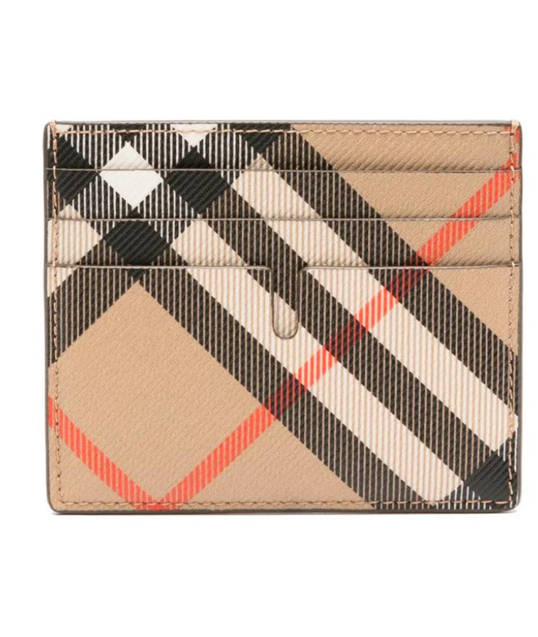 BURBERRY Бежевый кожаный кардхолдер, фото 1