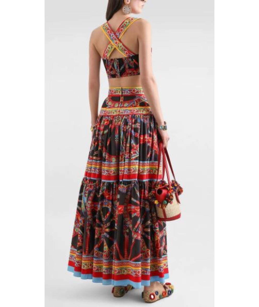 DOLCE&GABBANA Мульти хлопковая юбка макси, фото 2