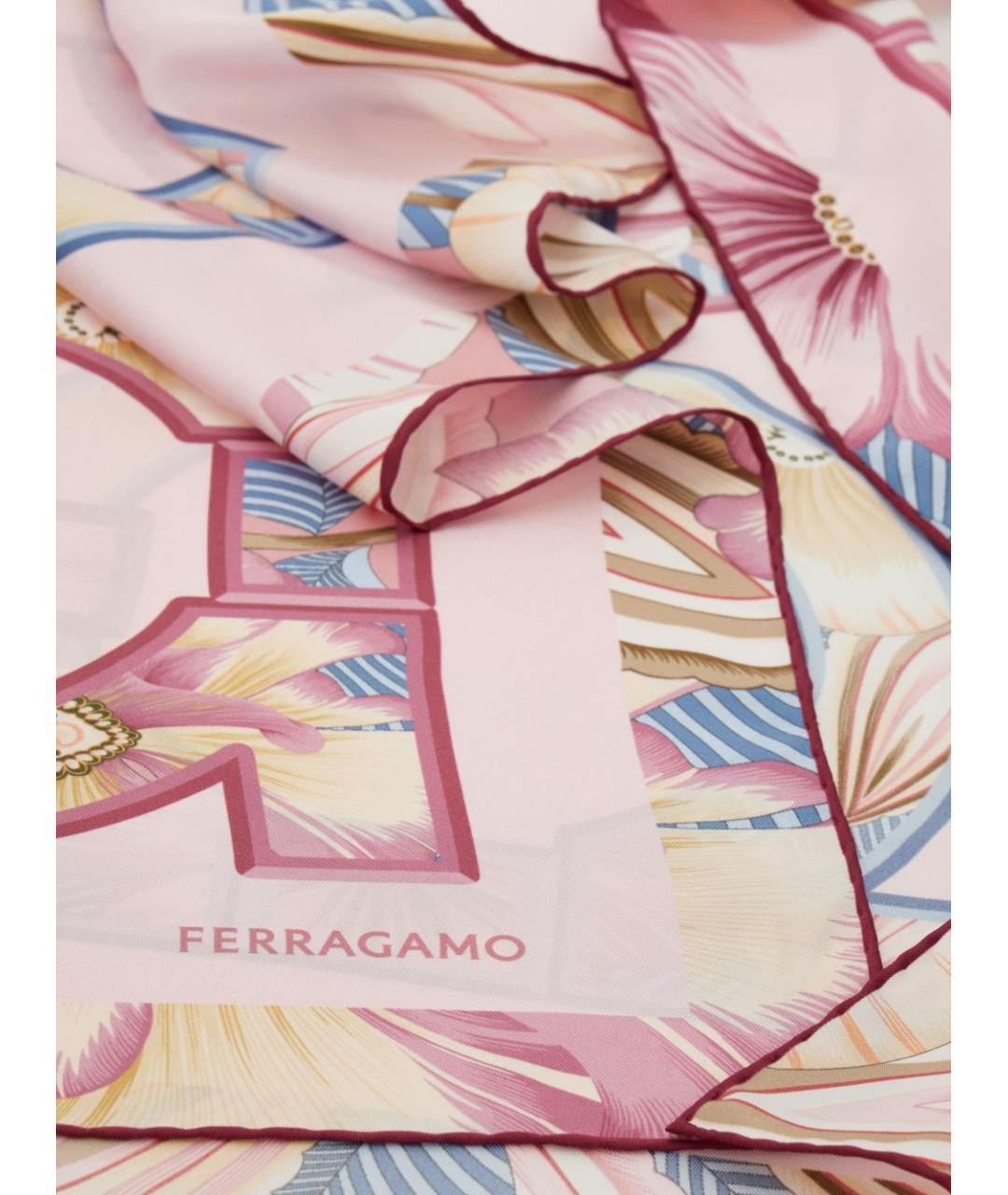 FERRAGAMO Розовый шелковый шарф, фото 3