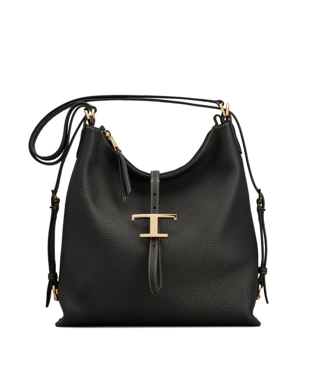 TOD'S Черная кожаная сумка тоут, фото 1