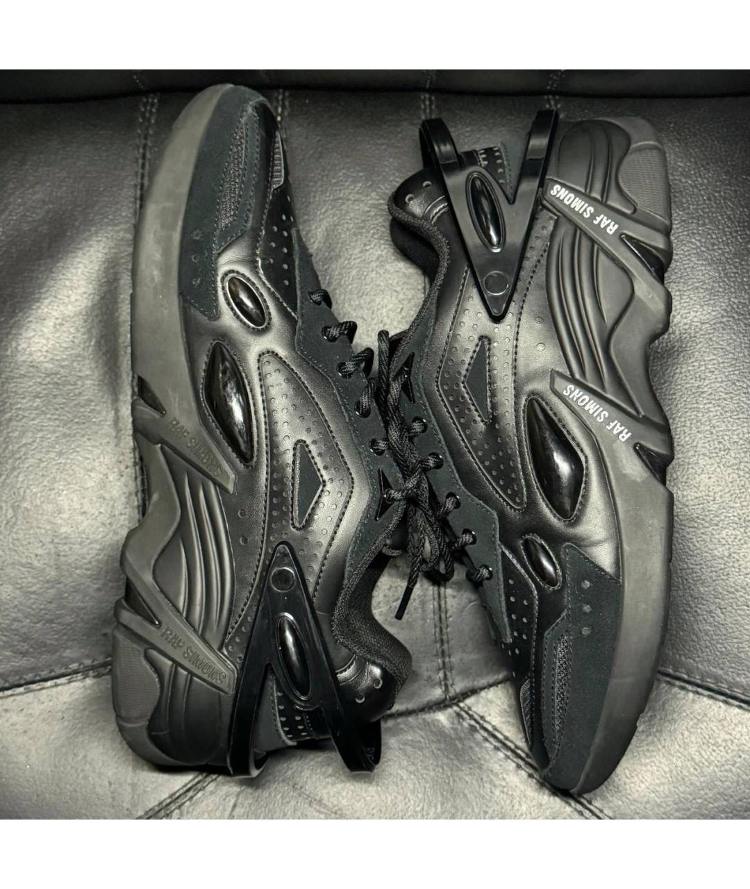 RAF SIMONS Черные кожаные низкие кроссовки / кеды, фото 4