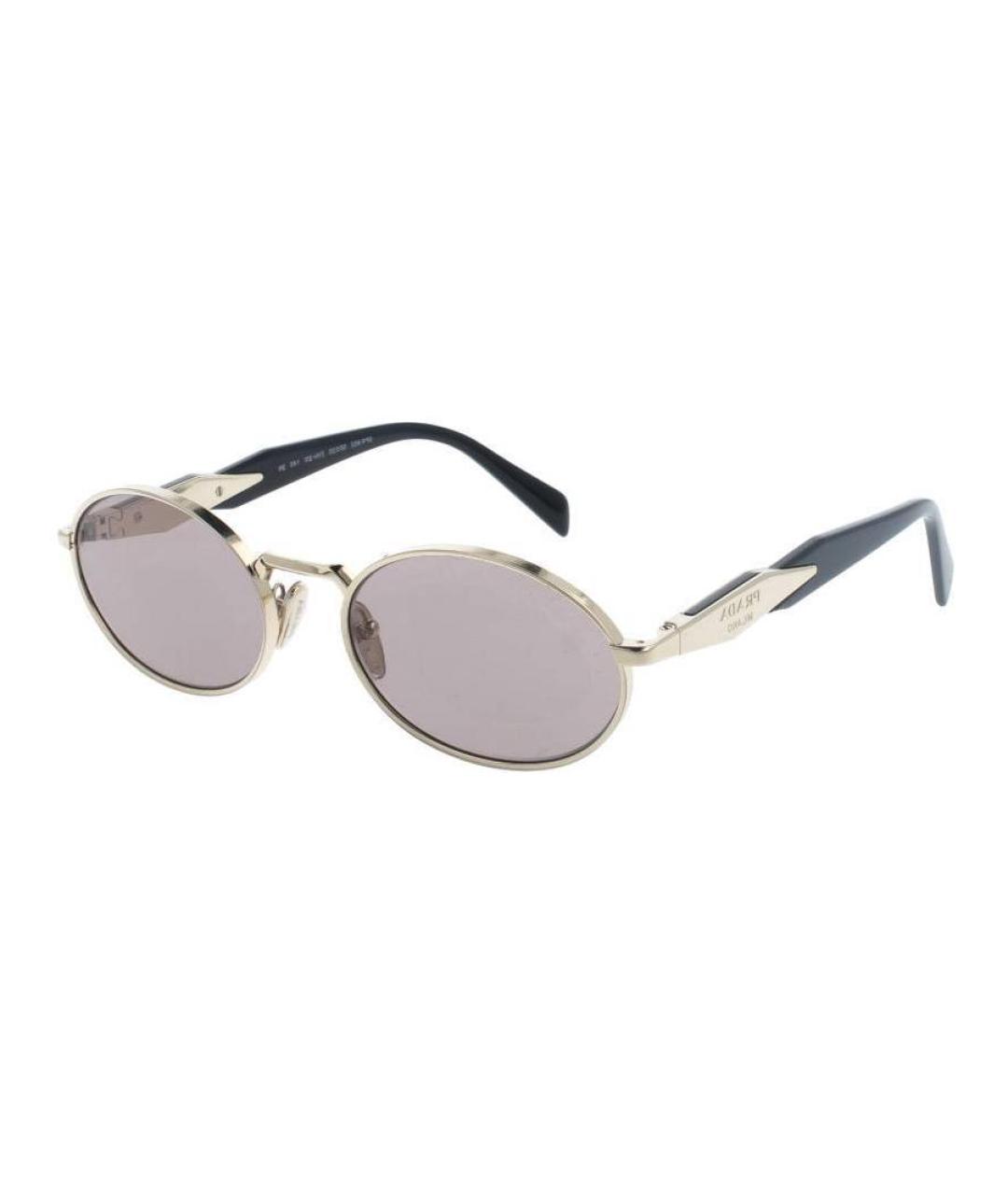 PRADA Золотые металлические солнцезащитные очки, фото 1