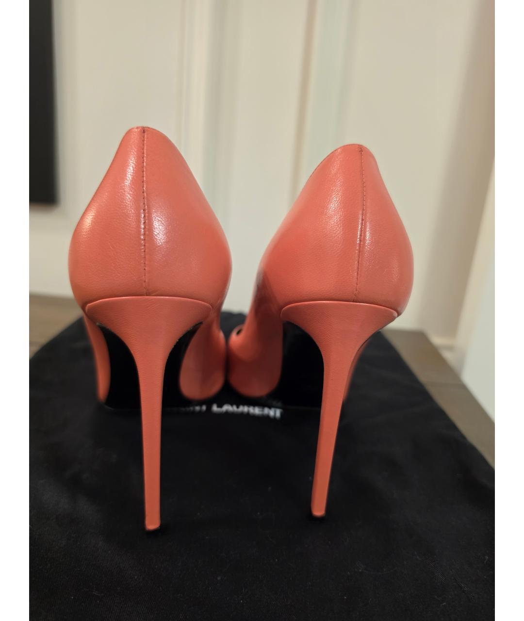 SAINT LAURENT Коралловые кожаные туфли, фото 4