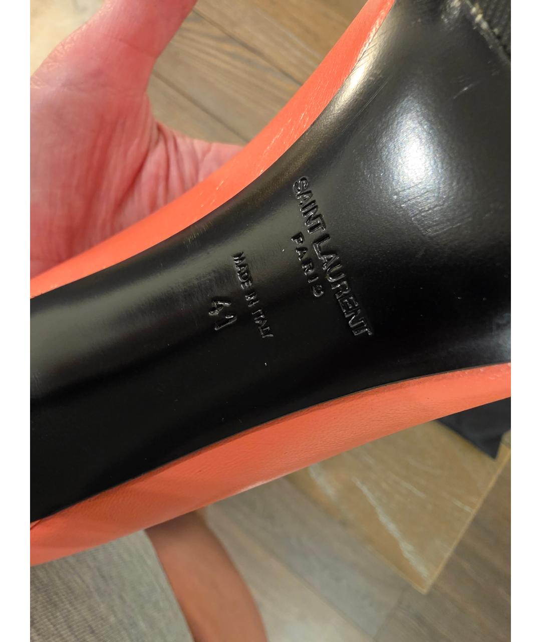 SAINT LAURENT Коралловые кожаные туфли, фото 3