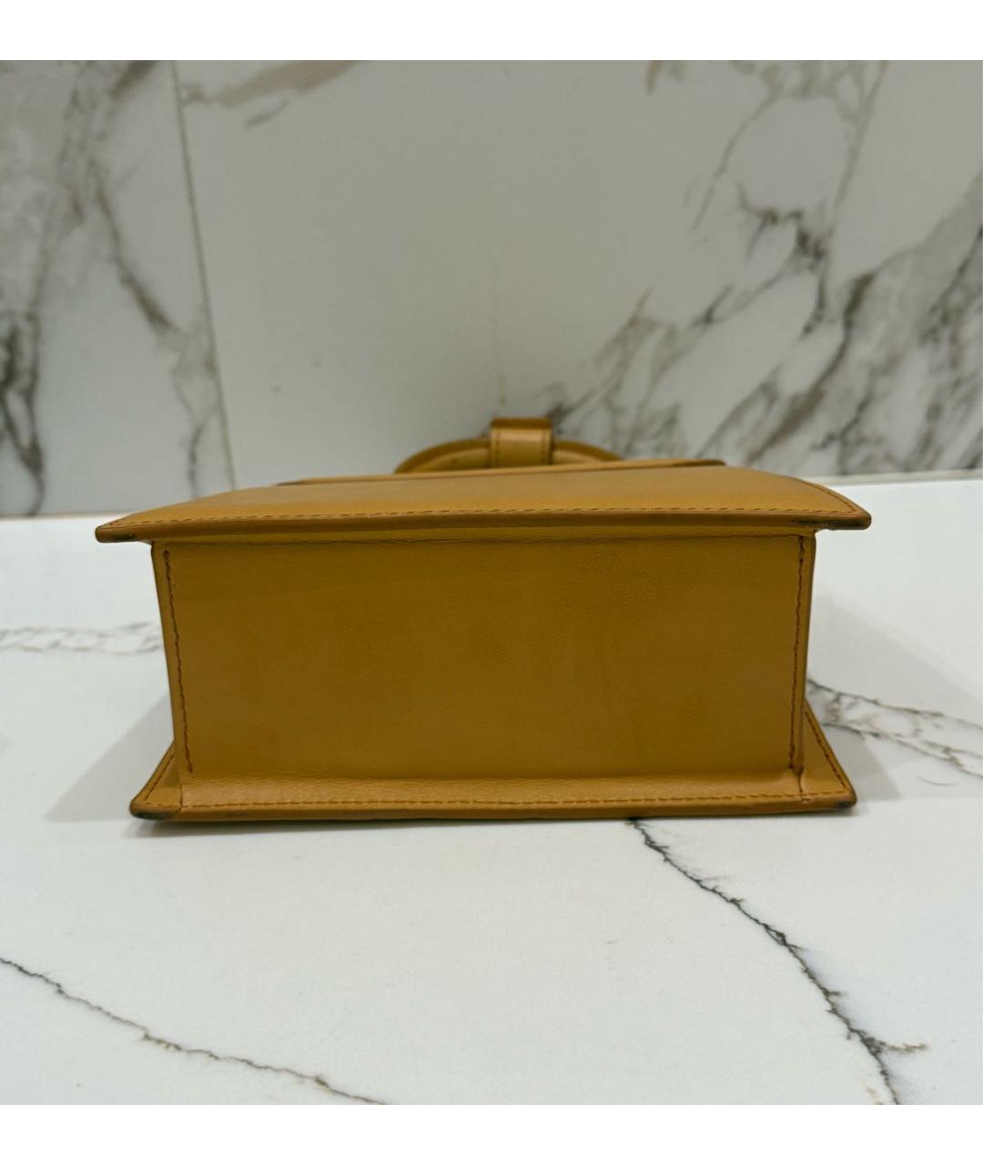 JACQUEMUS Горчичная кожаная сумка с короткими ручками, фото 5