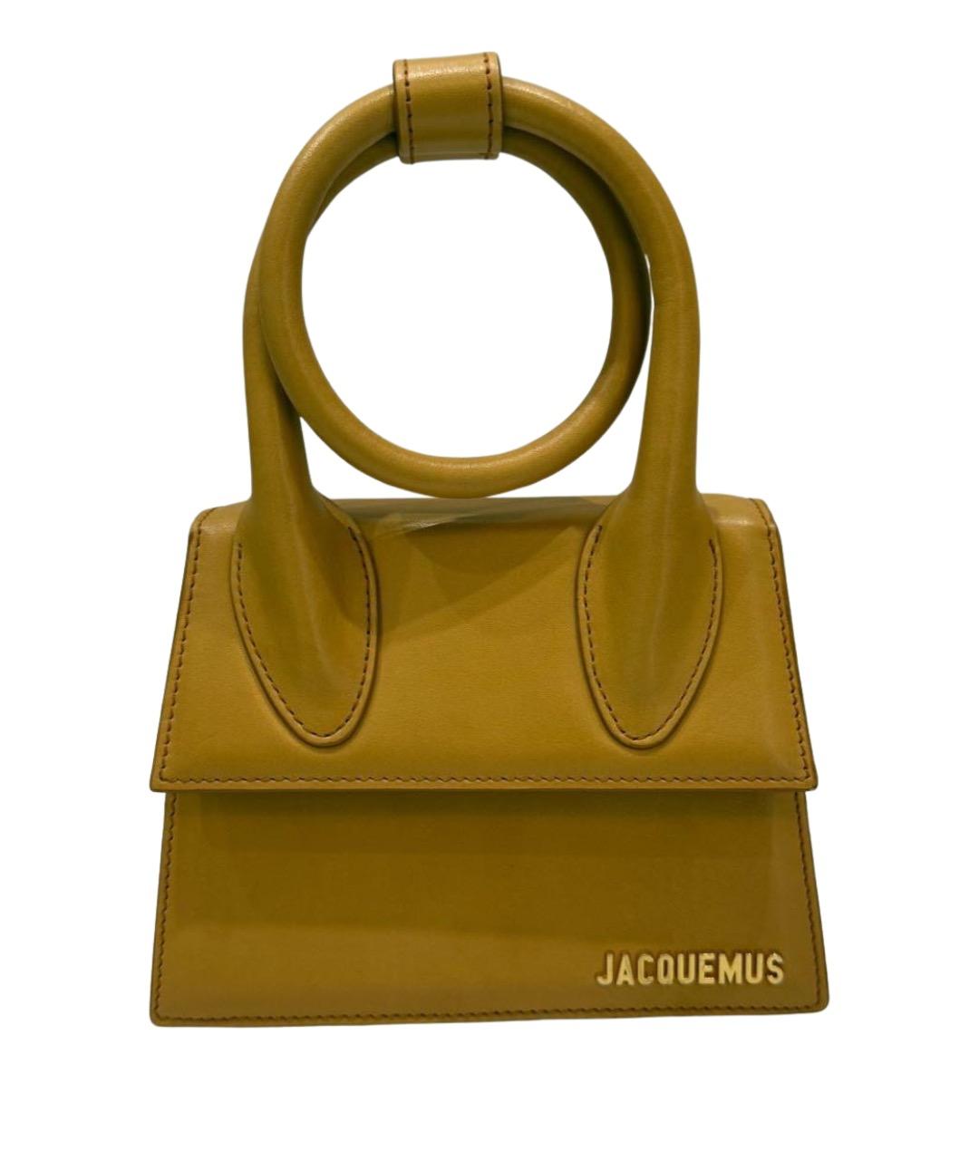 JACQUEMUS Горчичная кожаная сумка с короткими ручками, фото 1