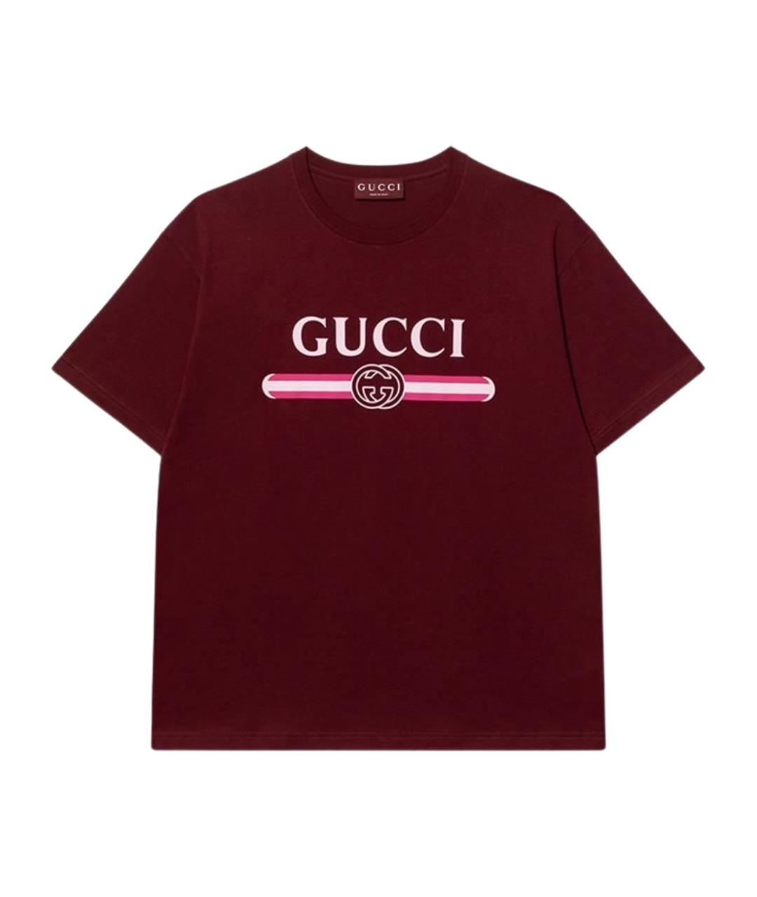 GUCCI Бордовая хлопковая футболка, фото 1