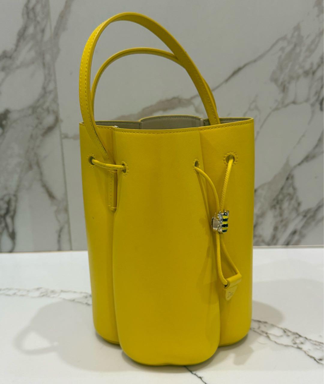 CHRISTIAN DIOR Желтая кожаная сумка через плечо, фото 2