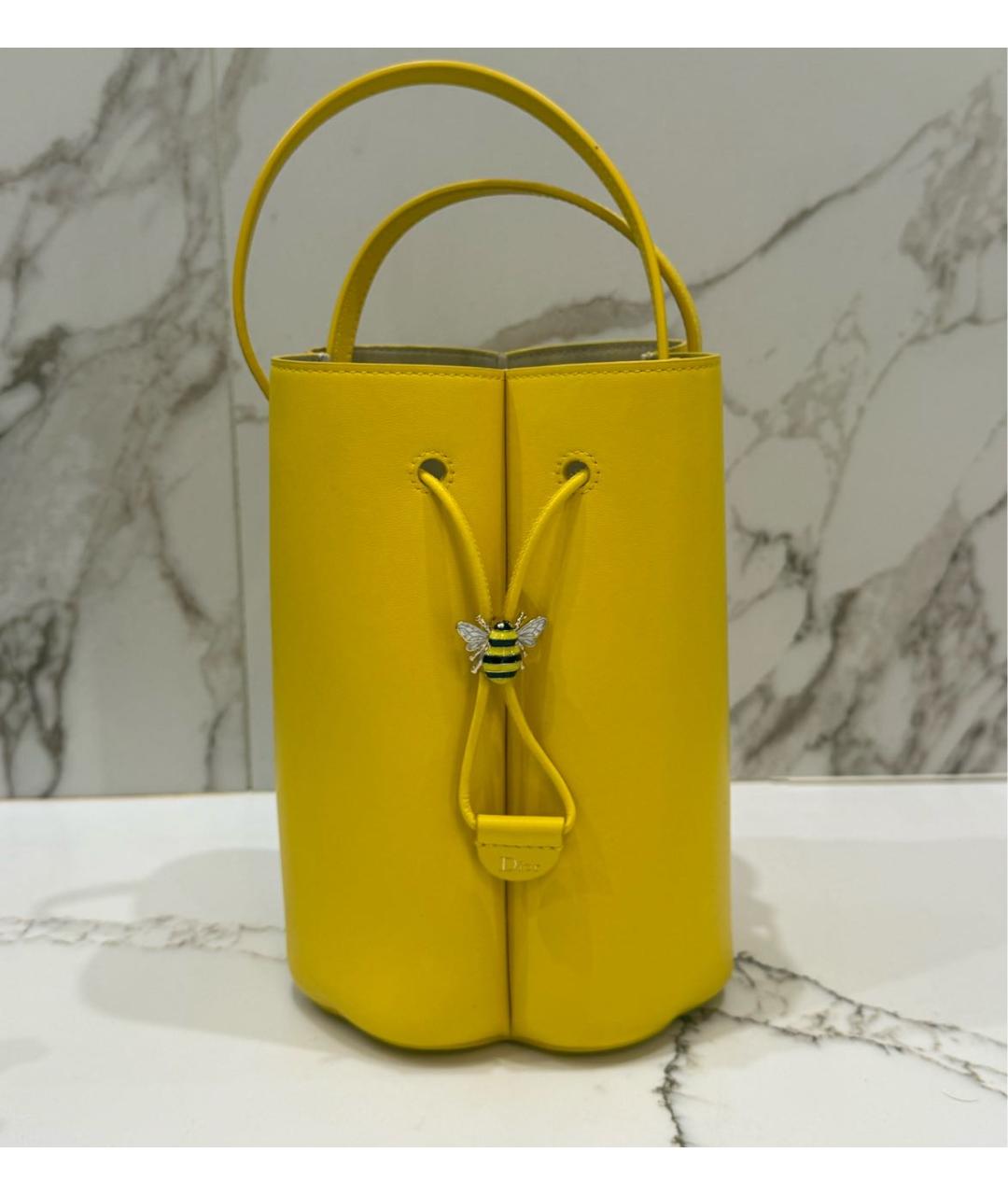 CHRISTIAN DIOR Желтая кожаная сумка через плечо, фото 5