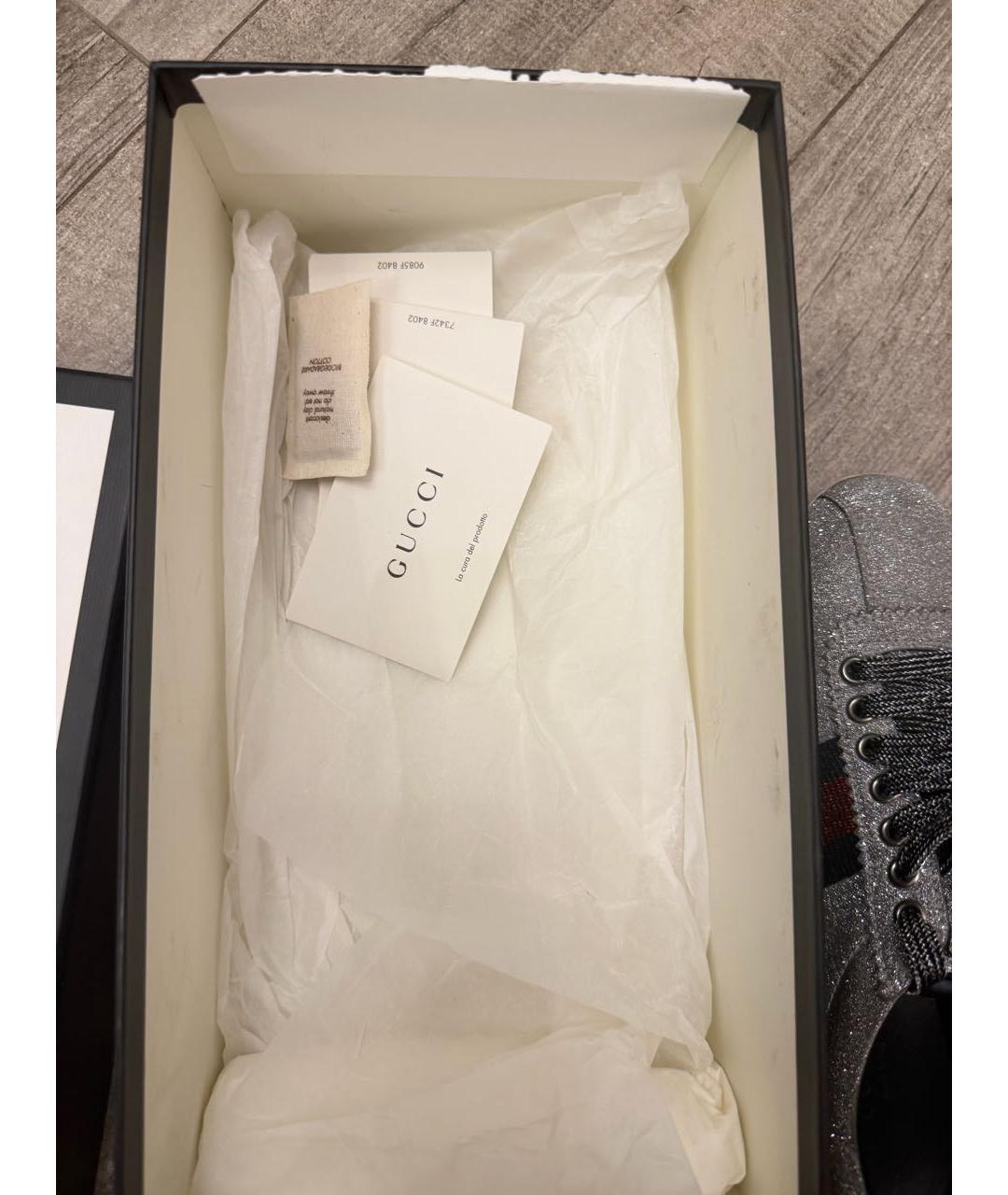 GUCCI Серебряные кеды, фото 4