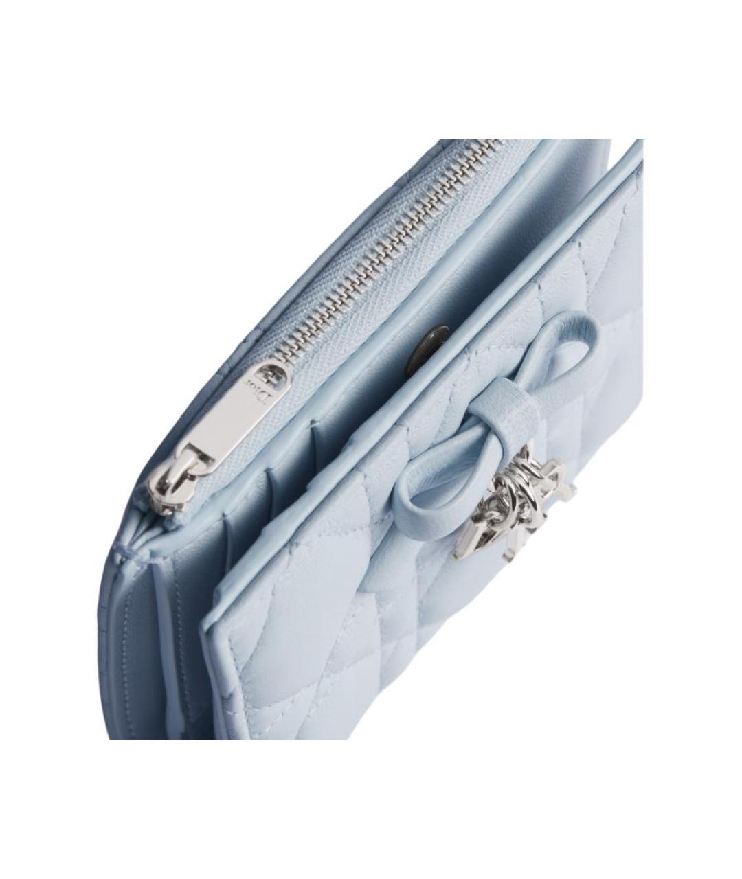 CHRISTIAN DIOR Голубой кожаный кошелек, фото 4