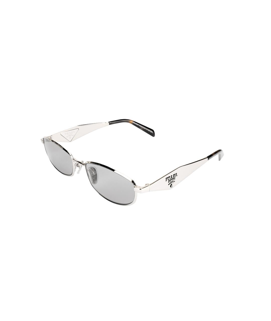 PRADA Серебряные металлические солнцезащитные очки, фото 1