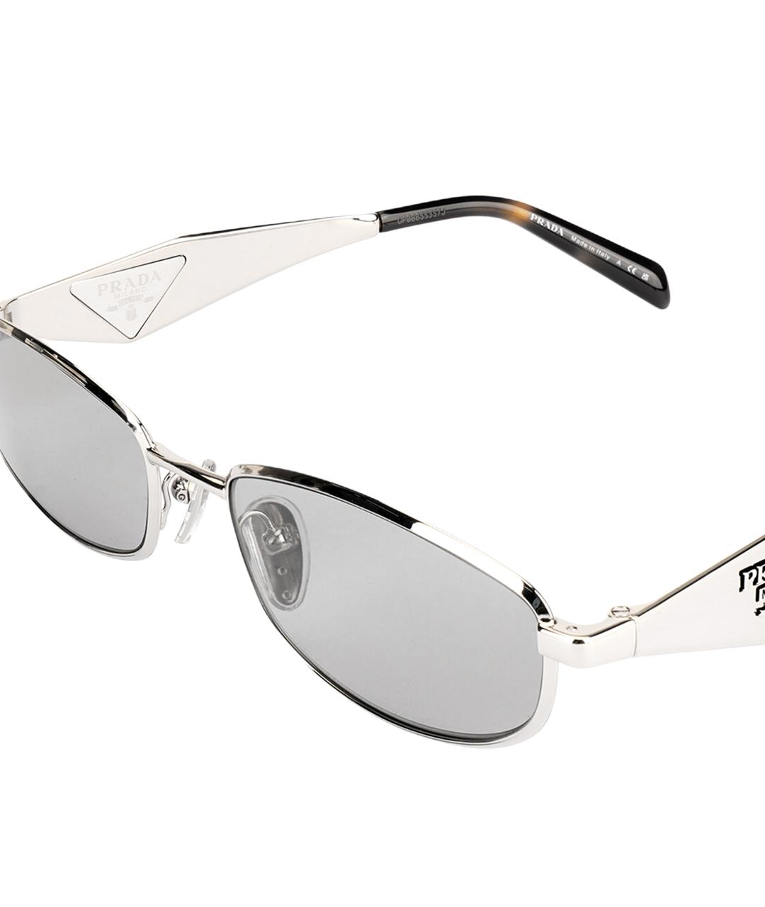 PRADA Серебряные металлические солнцезащитные очки, фото 4