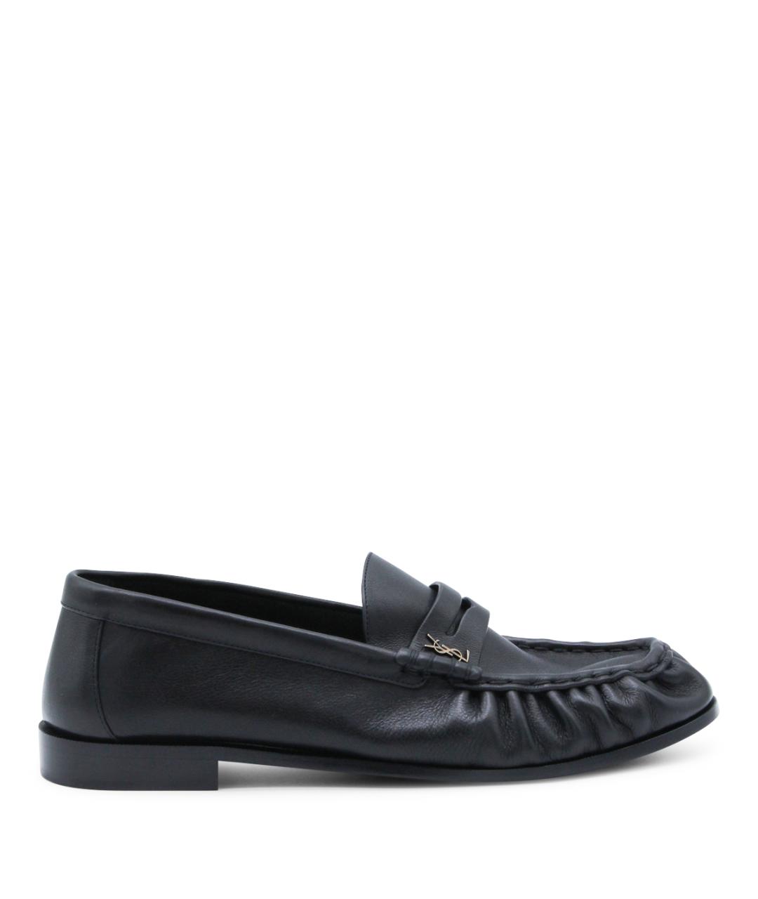 SAINT LAURENT Черные кожаные лоферы, фото 1
