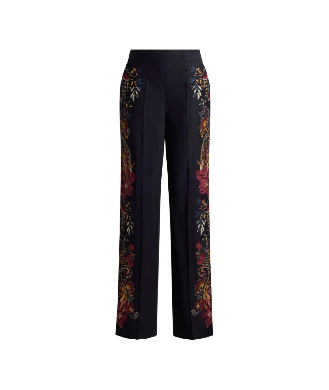 ETRO Черные шелковые прямые брюки, фото 1