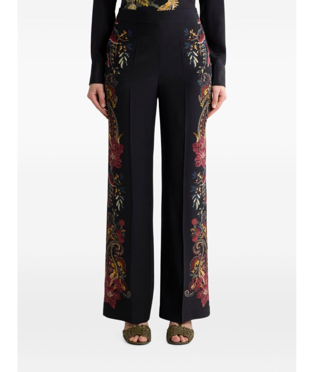 ETRO Черные шелковые прямые брюки, фото 3