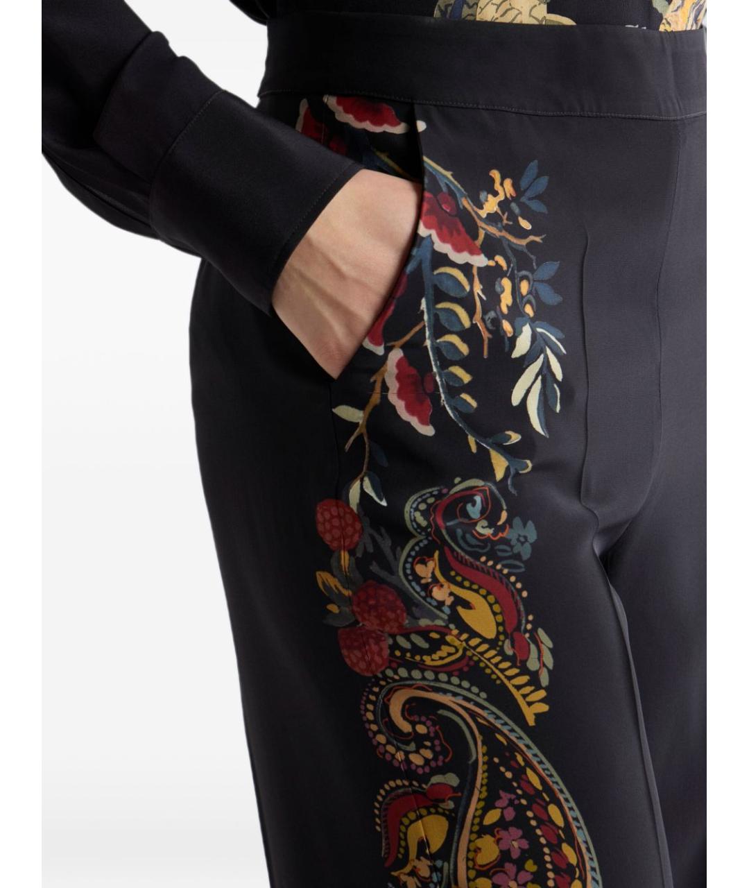 ETRO Черные шелковые прямые брюки, фото 4