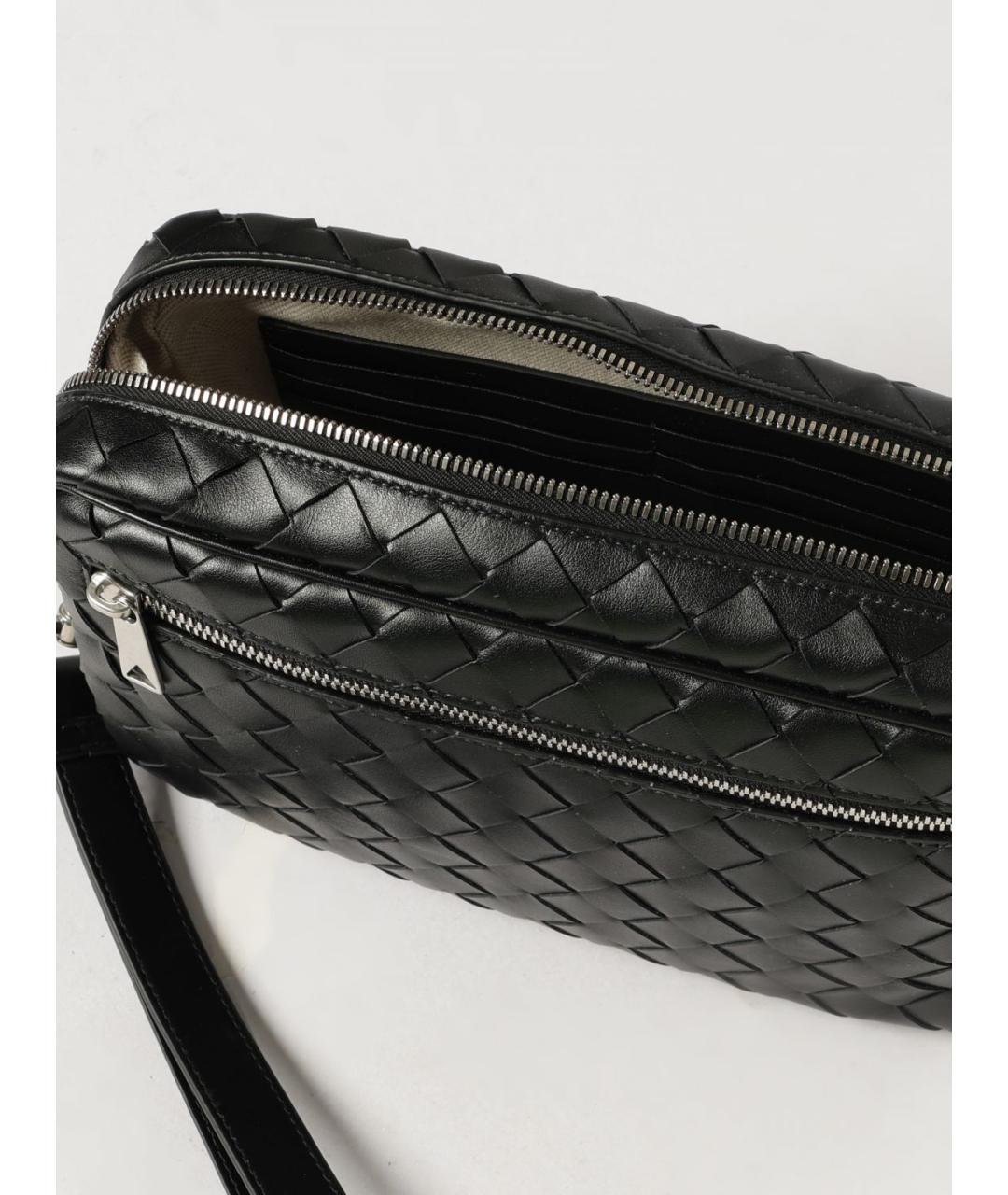 BOTTEGA VENETA Черная кожаная барсетка, фото 4