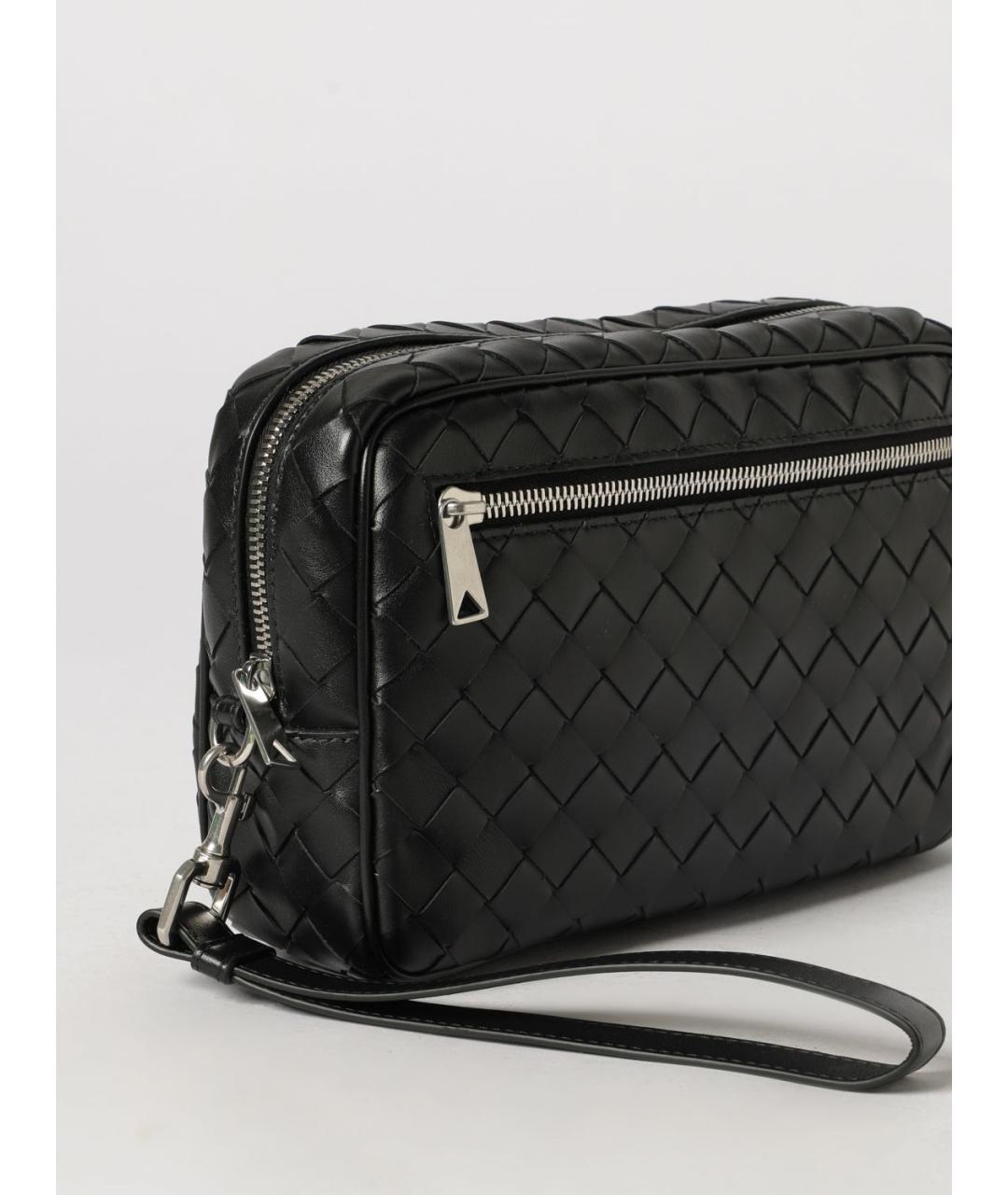 BOTTEGA VENETA Черная кожаная барсетка, фото 3