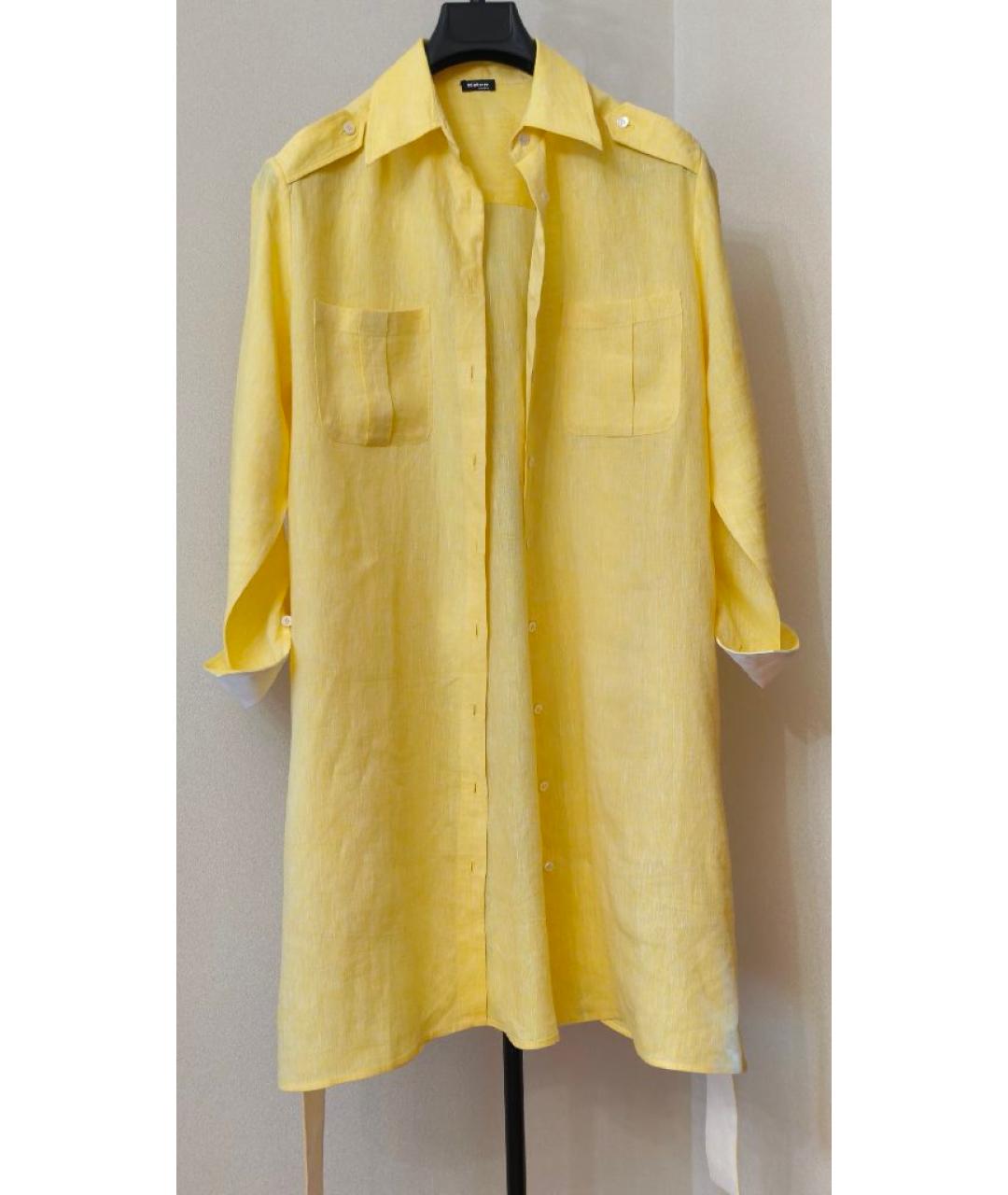 KITON Желтое льняное повседневное платье, фото 4
