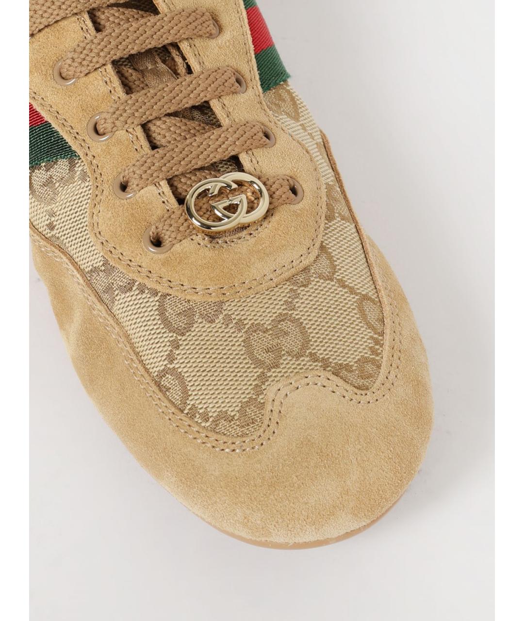 GUCCI Бежевые кожаные кеды, фото 4