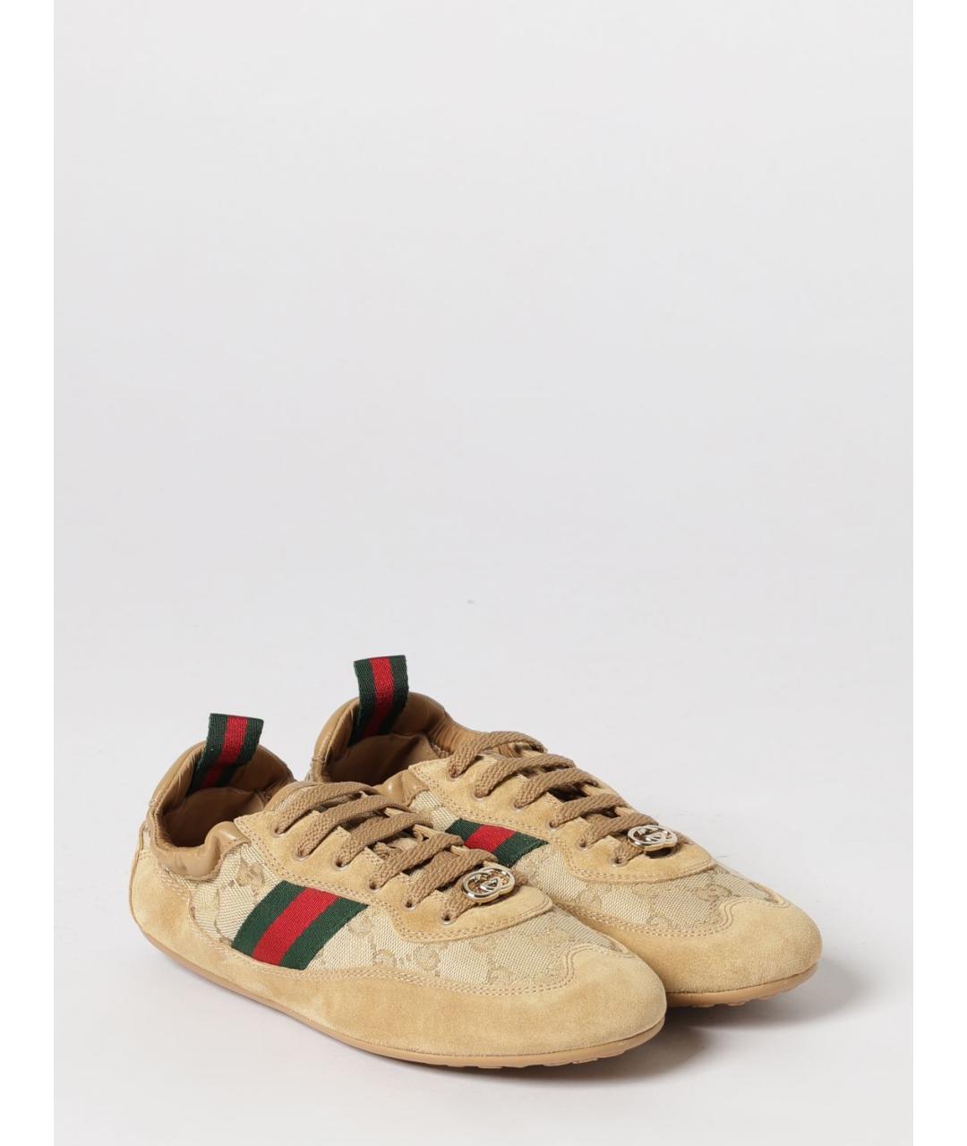 GUCCI Бежевые кожаные кеды, фото 2