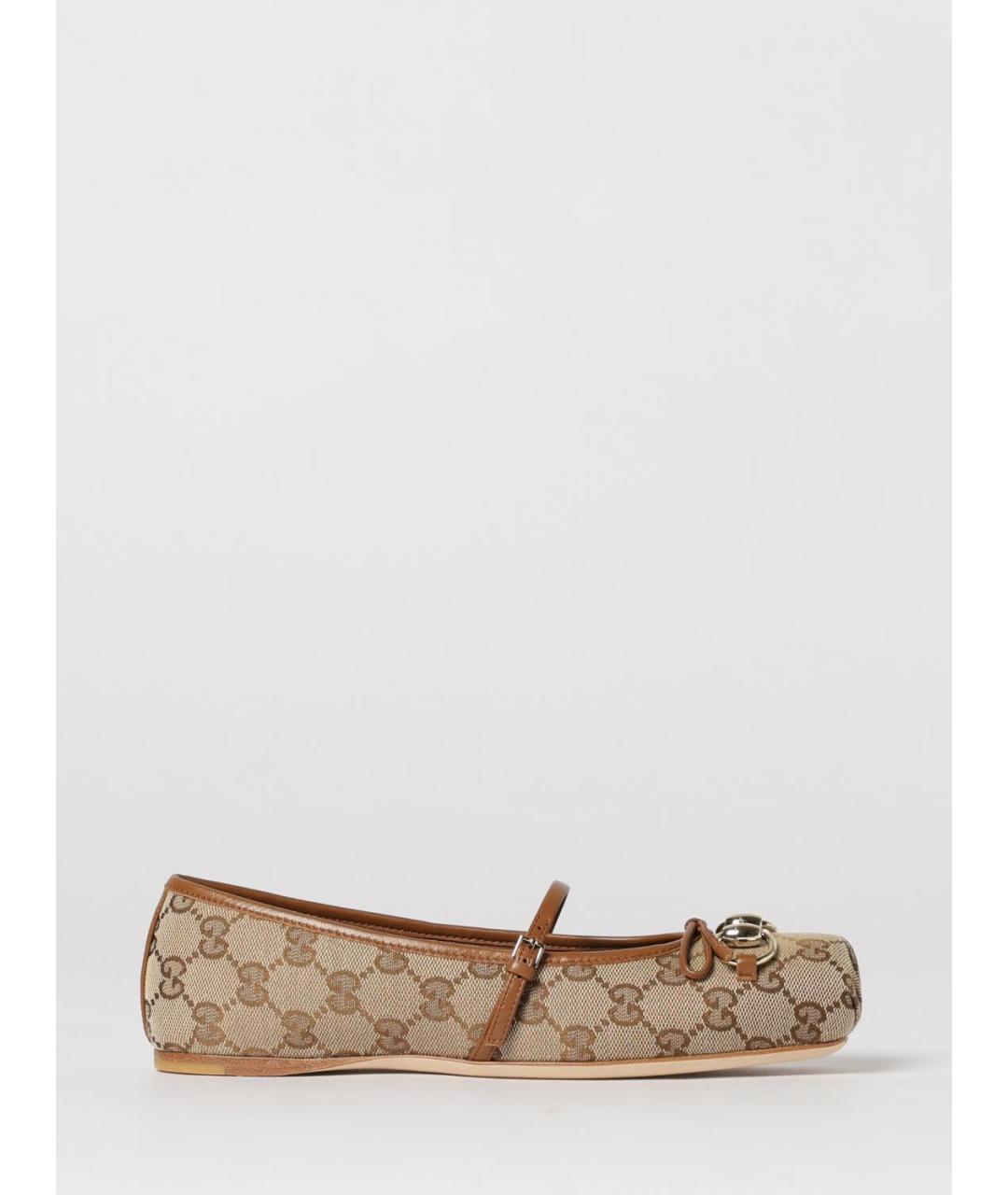 GUCCI Бежевые текстильные балетки, фото 5
